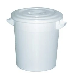 BRB-Lagertechnik BRB Kunststofftonne 100 Liter Mit Deckel, Weiß