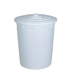 BRB-Lagertechnik BRB Kunststofftonne 150 Liter Mit Deckel, Weiß