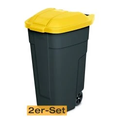 BRB-Lagertechnik BRB Mülltonne 100 Liter VE: 2 Stück, Anthrazit/gelb