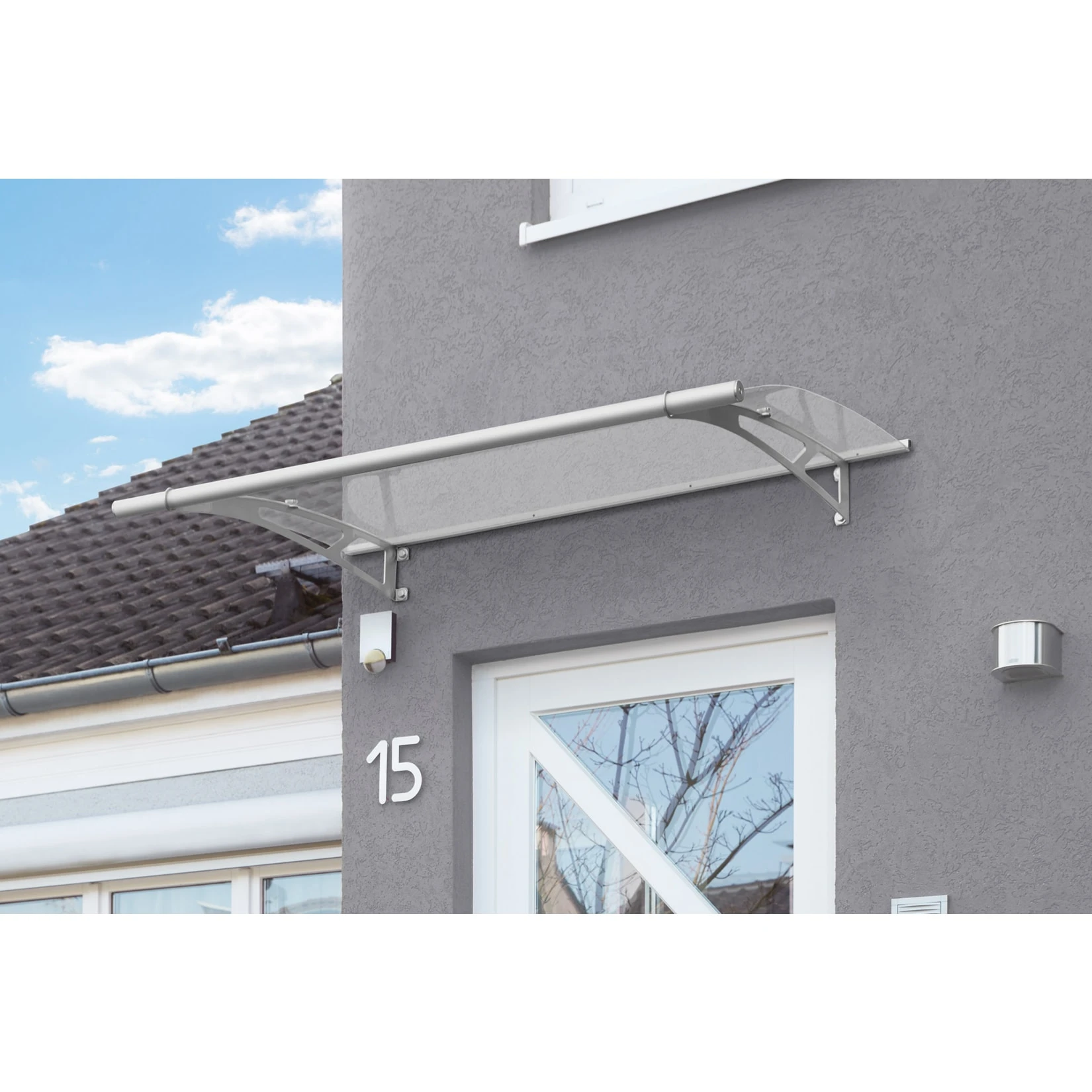 Gutta Typ L Pultvordach Edelstahl, 150 X 95 Cm, Klar 2 Gutta Typ L Pultvordach Edelstahl, 150 X 95 Cm, Klar – Bild 2