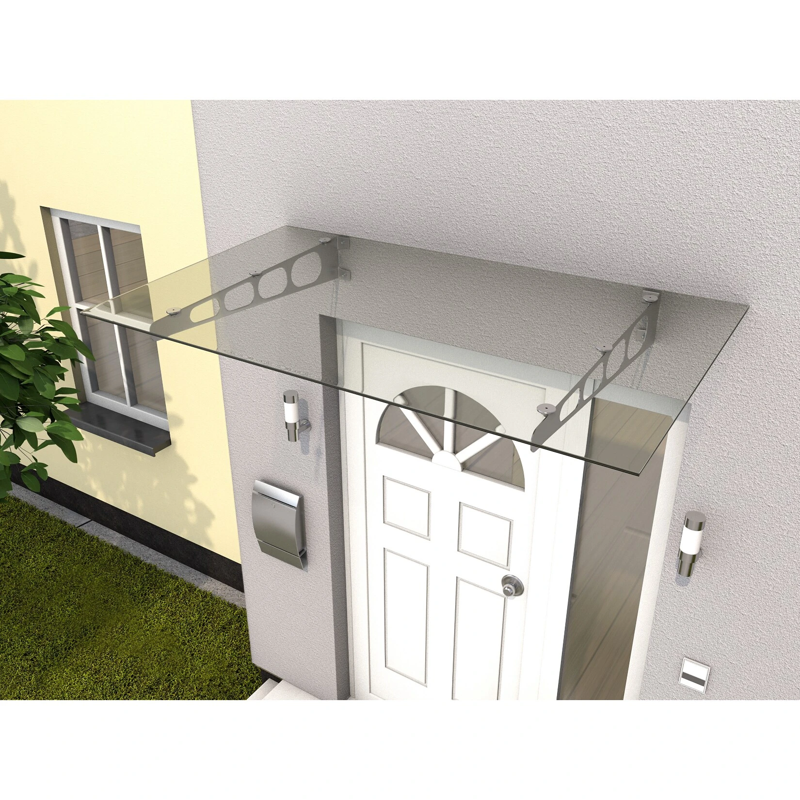 Gutta HD/LT 160 Edelstahlvordach 8 Mm VSG Klar 2 Gutta HD/LT 160 Edelstahlvordach 8 Mm VSG Klar – Bild 2