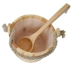 Saunakübel Mit Einsatz MCW-B26, Saunazubehör Saunaeimer Saunakelle Aufguss, Kiefernholz 3,5 L -BRB-Lagertechnik Geschäft 1975028000 prod 005