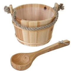 Saunakübel Mit Einsatz MCW-B26, Saunazubehör Saunaeimer Saunakelle Aufguss, Kiefernholz 3,5 L -BRB-Lagertechnik Geschäft 1975028000 prod 006