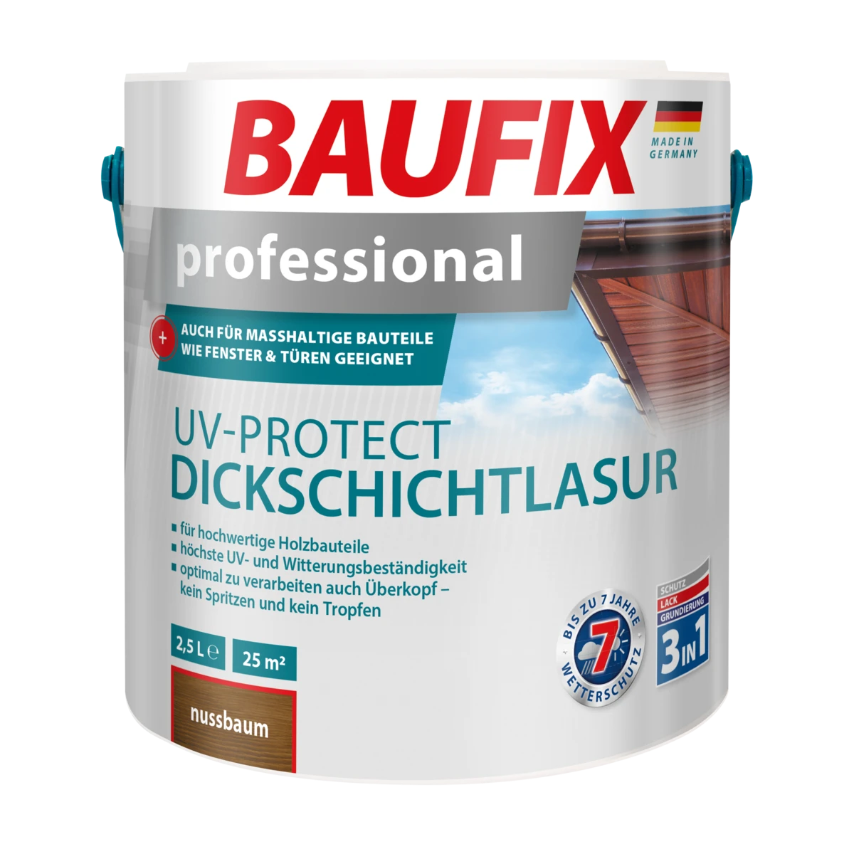 BAUFIX Professional UV-Protect Dickschichtlasur Nussbaum, 2,5 Liter 1 BAUFIX Professional UV-Protect Dickschichtlasur Nussbaum, 2,5 Liter
