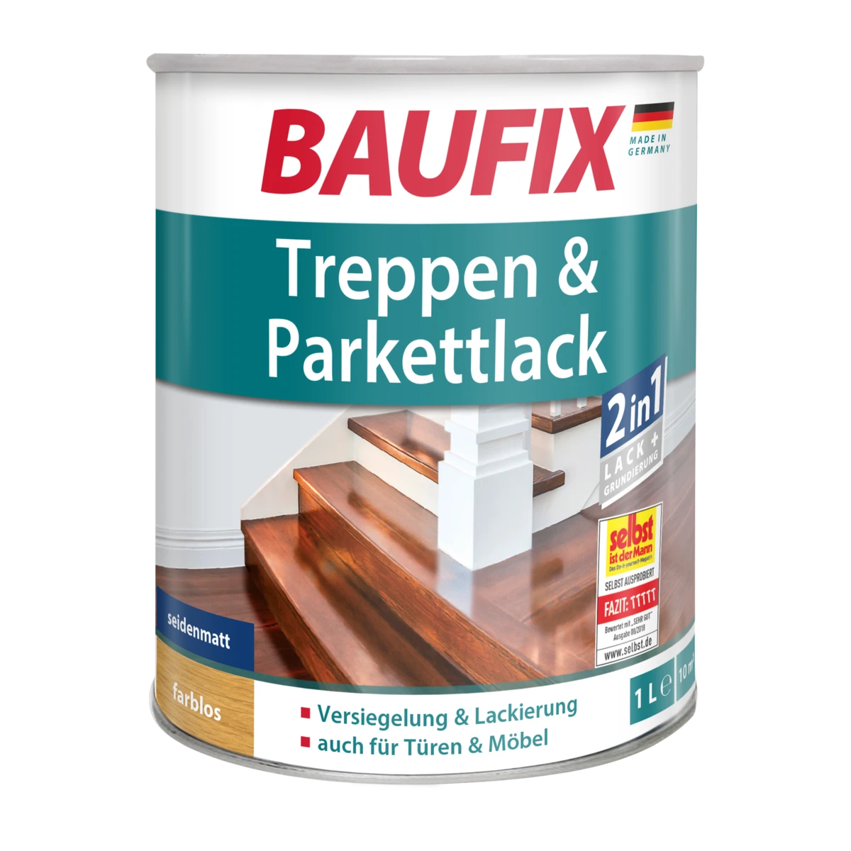 BAUFIX Treppen & Parkettlack Seidenmatt, 1 Liter 1 BAUFIX Treppen & Parkettlack Seidenmatt, 1 Liter