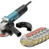 Makita 9558HNRX1 Winkelschleifer 840W 125mm Mit Schruppscheibe Und 5 Trennscheiben