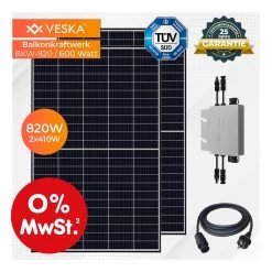 Veska 820 W / 600 W Balkonkraftwerk Photovoltaik Solaranlage Steckerfertig WIFI Smart