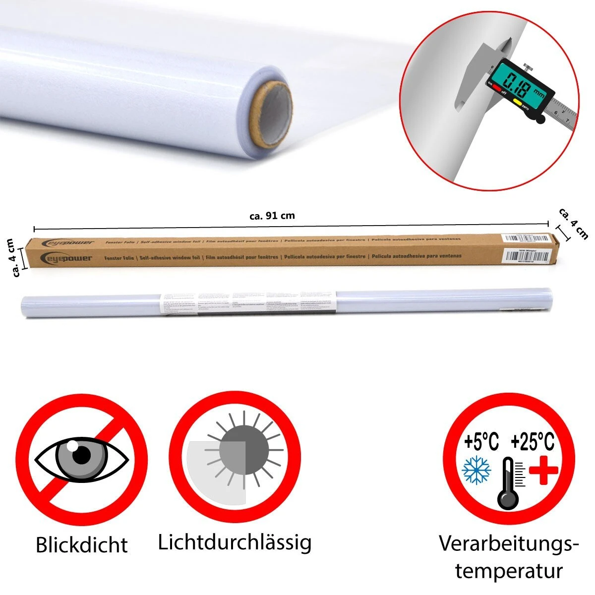 Eyepower Sichtschutz Fensterfolie 90x200 Cm Milchglasfolie Blickdicht Sonnenschutz 3 Eyepower Sichtschutz Fensterfolie 90x200 Cm Milchglasfolie Blickdicht Sonnenschutz – Bild 3