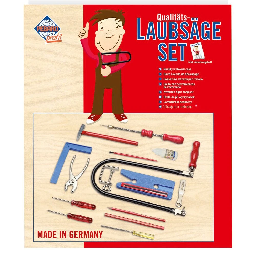 PEBARO 925P Laubsägeset Mit Kunststoffbrettchen, Drillbohrer Und Werkzeug 1 PEBARO 925P Laubsägeset Mit Kunststoffbrettchen, Drillbohrer Und Werkzeug