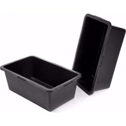 Acerto® 2 Stück Mörtelkübel Schwarz 80l Eckig Zementkübel Mörtelkasten -BRB-Lagertechnik Geschäft 8600335800 36920 prod 004