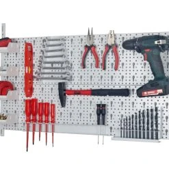 DIY Element System GmbH Element System Werkzeug-Aufhängeset 19tlg. Weiß Lochwand Werkstattordnung Regal-System