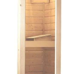 Karibu Saunahaus "Ondo 1" SET Naturbelassen Mit Ofen 9 KW Bio Ext. Strg, Kabel, Dachfolie, Fenster -BRB-Lagertechnik Geschäft 8600335800 54702 prod 005