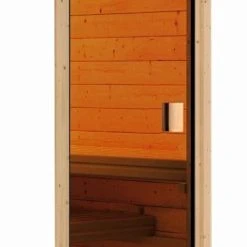 Karibu Saunahaus "Ondo 1" SET Naturbelassen Mit Ofen 9 KW Ext. Strg, Kabel, Dachfolie, Fenster -BRB-Lagertechnik Geschäft 8600335800 54703 prod 006