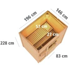 Karibu Saunahaus "Ekiti" SET Naturbelassen Mit Ofen 9 KW Ext. Strg., Kabel, Dachfolie -BRB-Lagertechnik Geschäft 8600335800 54708 prod 003 scaled