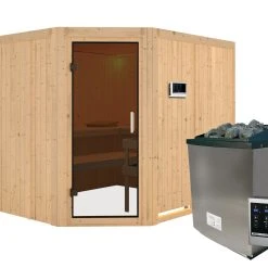 Karibu Sauna "Krimmler" SET Naturbelassen Mit 9kW Ofen -BRB-Lagertechnik Geschäft 8600335800 55729 prod 003