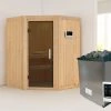 Karibu Sauna "Angel" SET Naturbelassen Mit 9kW Ofen