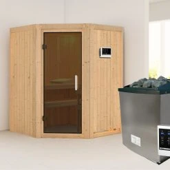 Karibu Sauna "Angel" SET Naturbelassen Mit 9kW Ofen