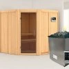 Karibu Sauna "San Rafael" SET Naturbelassen Mit 9kW Ofen