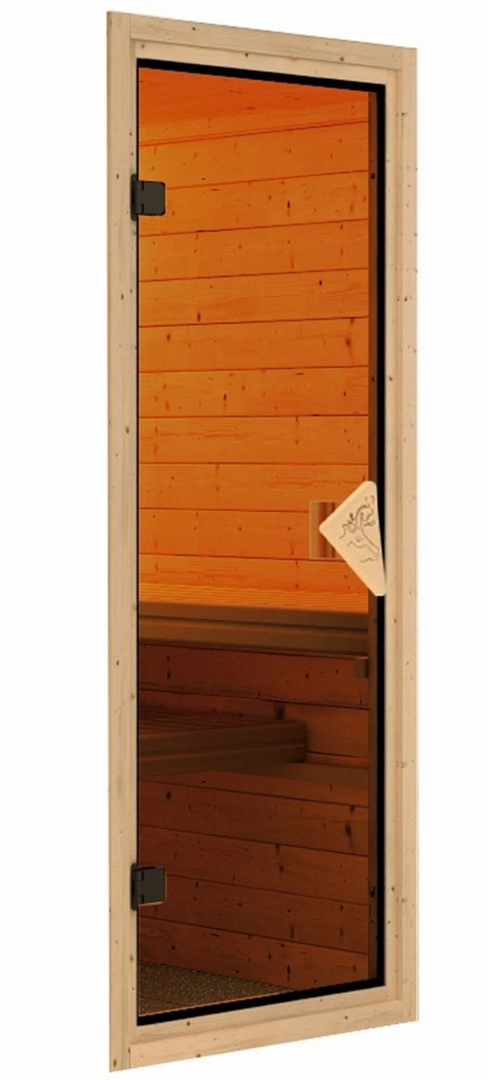 Karibu Sauna "View 1" SET Naturbelassen 3,6kW Ofen Finnisch 4 Karibu Sauna "View 1" SET Naturbelassen 3,6kW Ofen Finnisch – Bild 4
