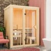 Karibu Sauna "View 1" SET Naturbelassen 3,6kW Ofen Bio