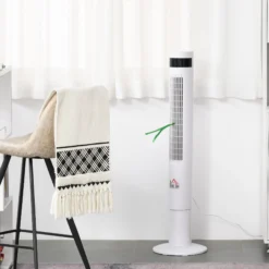 HOMCOM Turmventilator Mit Fernsteuerung Weiß 30 X 110 Cm (ØxH) | SäulenventilatorKlimagerät Ventilator Kühlung -BRB-Lagertechnik Geschäft 8600336600 824 022 prod 004
