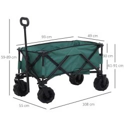 Outsunny Gerätewagen Geräumiges Design, Das Bis Zu 70 Kg Tragen Kann 108L X 53B X 59-89H Cm (LxBxH) | Bollerwagen Handwagen Transportwagen Gartenkarre -BRB-Lagertechnik Geschäft 8600336600 845 311GN prod 005