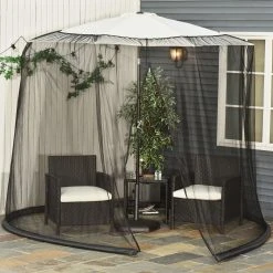 Outsunny Moskitonetz Für Sonnenschirm Schwarz 300 X 230 Cm (ØxH) | Fliegennetz Mückennetz Für Gartenschirm Schutznetz -BRB-Lagertechnik Geschäft 8600336600 84B 063 prod 003
