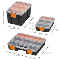 DURHAND Werkzeugaufbewahrung Box 4-teiliges Set Schwarz, Orange | Aufbewahrungsbox Werkzeug Sortierkasten -BRB-Lagertechnik Geschäft 8600336600 B20 078 prod 005