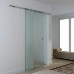 HOMCOM Glasschiebetür Transparent | Zimmertür Teilsatiniert Schiebetür Glastür Tür -BRB-Lagertechnik Geschäft 8600336600 B70 008 prod 004