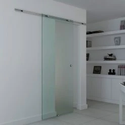 HOMCOM Glasschiebetür Transparent | Zimmertür Teilsatiniert Schiebetür Glastür Tür -BRB-Lagertechnik Geschäft 8600336600 B70 009 prod 003