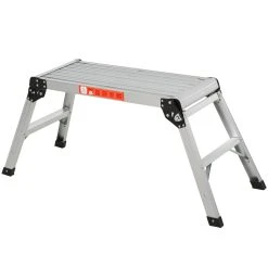 HOMCOM Arbeitsplattform Mit Integrierter Klappsperre Silber 109 X 40 X 50 Cm (LxBxH) | Trittbank Trittleiter Arbeitsbühne Gerüstleiter