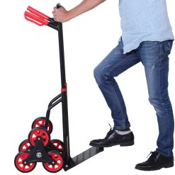 DURHAND Treppensteiger Höhenverstellbar Schwarz, Rot 45 X 60 X 109 Cm (BxTxH) | Transportkarre Sackkarre Stapelkarre Transportmittel -BRB-Lagertechnik Geschäft 8600336600 B71 029 prod 006