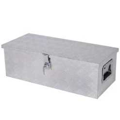 HOMCOM Werkzeugkasten Abschließbar Silber 76 X 33 X 25 Cm (LxBxH) | Transportkiste Gerätekasten Werkzeugkoffer Box