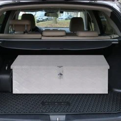 HOMCOM Werkzeugkasten Abschließbar Silber 76 X 33 X 25 Cm (LxBxH) | Transportkiste Gerätekasten Werkzeugkoffer Box -BRB-Lagertechnik Geschäft 8600336600 C12 007 prod 003