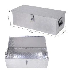 HOMCOM Werkzeugkasten Abschließbar Silber 76 X 33 X 25 Cm (LxBxH) | Transportkiste Gerätekasten Werkzeugkoffer Box -BRB-Lagertechnik Geschäft 8600336600 C12 007 prod 005