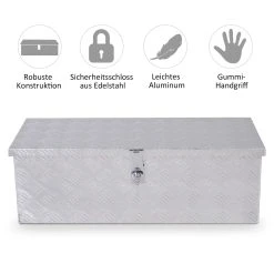 HOMCOM Werkzeugkasten Abschließbar Silber 76 X 33 X 25 Cm (LxBxH) | Transportkiste Gerätekasten Werkzeugkoffer Box -BRB-Lagertechnik Geschäft 8600336600 C12 007 prod 006