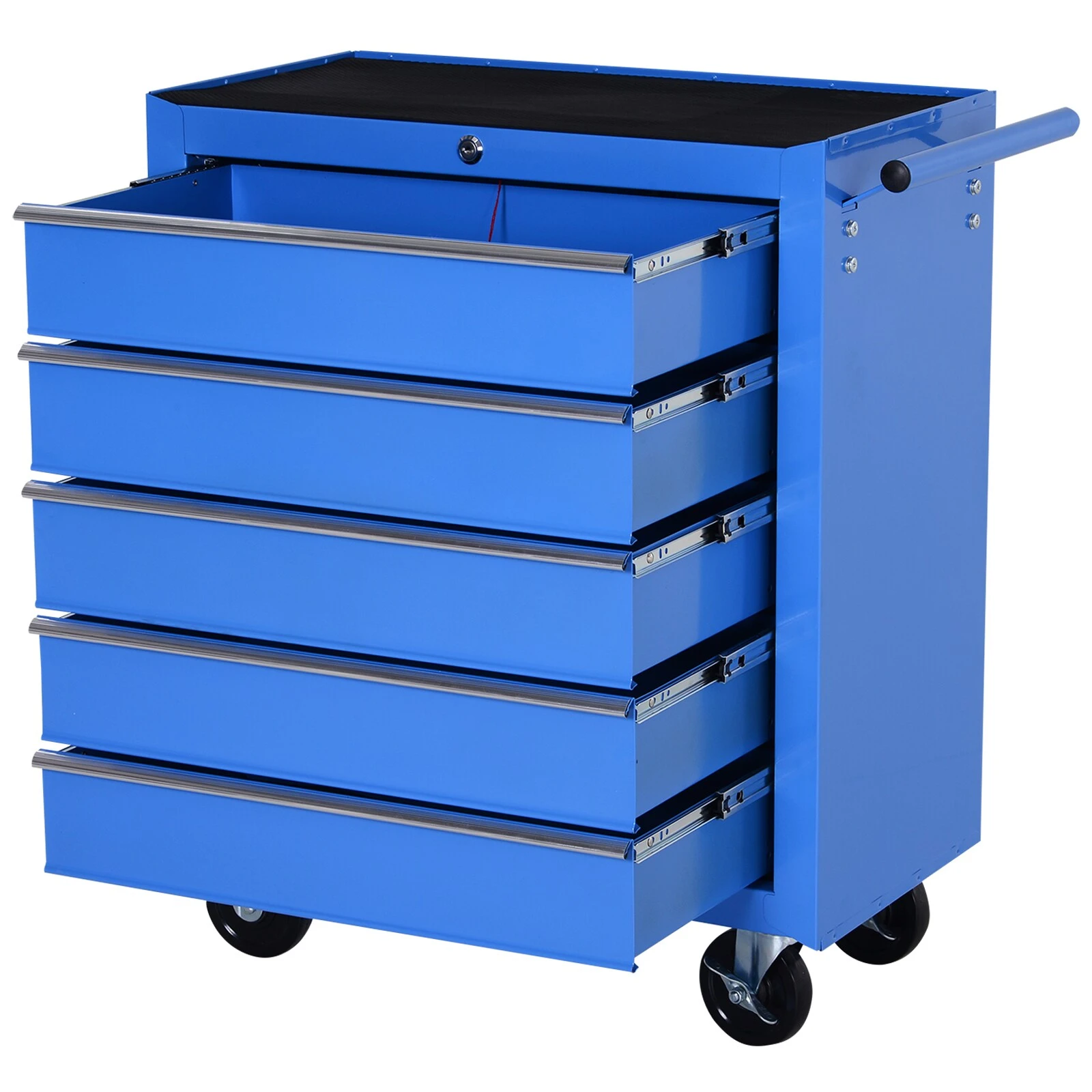 HOMCOM Fahrbarer Werkstattwagen Mit 5 Schubladen Blau 67,5 X 33 X 77 Cm (BxTxH Ohne Räder) | Mobiler Werkzeugwagen Werkzeugkasten Rollwagen 2 HOMCOM Fahrbarer Werkstattwagen Mit 5 Schubladen Blau 67,5 X 33 X 77 Cm (BxTxH Ohne Räder) | Mobiler Werkzeugwagen Werkzeugkasten Rollwagen – Bild 2