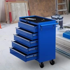 HOMCOM Fahrbarer Werkstattwagen Mit 5 Schubladen Blau 67,5 X 33 X 77 Cm (BxTxH Ohne Räder) | Mobiler Werkzeugwagen Werkzeugkasten Rollwagen 8 HOMCOM Fahrbarer Werkstattwagen Mit 5 Schubladen Blau 67,5 X 33 X 77 Cm (BxTxH Ohne Räder) | Mobiler Werkzeugwagen Werkzeugkasten Rollwagen -BRB-Lagertechnik Geschäft 8600336600 E2 0005 prod 003
