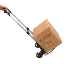 HOMCOM Transportkarre Klappbar Schwarz, Weiß, Silber Grau 41 X 38,5 X 100 Cm (LxBxH) | Sackkarre Handkarre Stapelkarre Alu-Transportkarre -BRB-Lagertechnik Geschäft 8600336600 E7 0006 prod 004