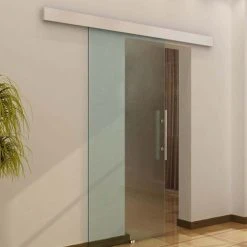 HOMCOM Glas Schiebetür Mit Griffstange Silber, Transparent | Schiebetür Tür Glastür Zimmertür Glasschiebetür -BRB-Lagertechnik Geschäft 8600336600 E7 0017 prod 004