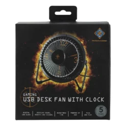 DELTACO GAMING USB Tischventilator Mit Uhr (portabel, LED Std. Min. Sek. Anzeige) -BRB-Lagertechnik Geschäft 8600338700 64289 prod 006