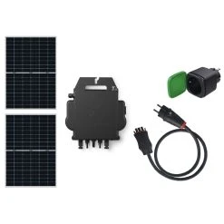 Teleropa BASICS 0061001 600W PV-Balkonkraftwerk Mit 2 X 415W PV-Modulen, APsystems Wechselrichter Und AC-Adapternetzkabel (1 M)