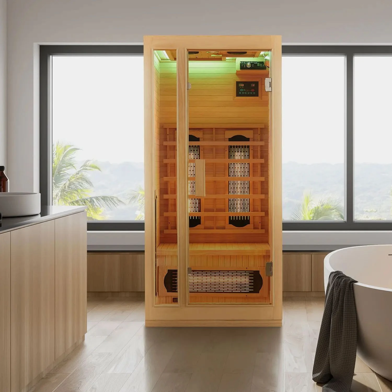 Artsauna Infrarotkabine Nyborg S90V Vollspektrumstrahler & Ambiente LED Beleuchtung – Kabine Für 1 2 Artsauna Infrarotkabine Nyborg S90V Vollspektrumstrahler & Ambiente LED Beleuchtung – Kabine Für 1 – Bild 2