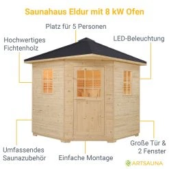 Artsauna Gartensauna Eldur Mit Ofen, Licht & Zubehör – Holz Saunahaus Für 5 Personen – Outdoor Sauna -BRB-Lagertechnik Geschäft 8600348200 18707 prod 003