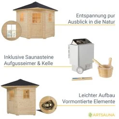 Artsauna Gartensauna Eldur Mit Ofen, Licht & Zubehör – Holz Saunahaus Für 5 Personen – Outdoor Sauna -BRB-Lagertechnik Geschäft 8600348200 18707 prod 005