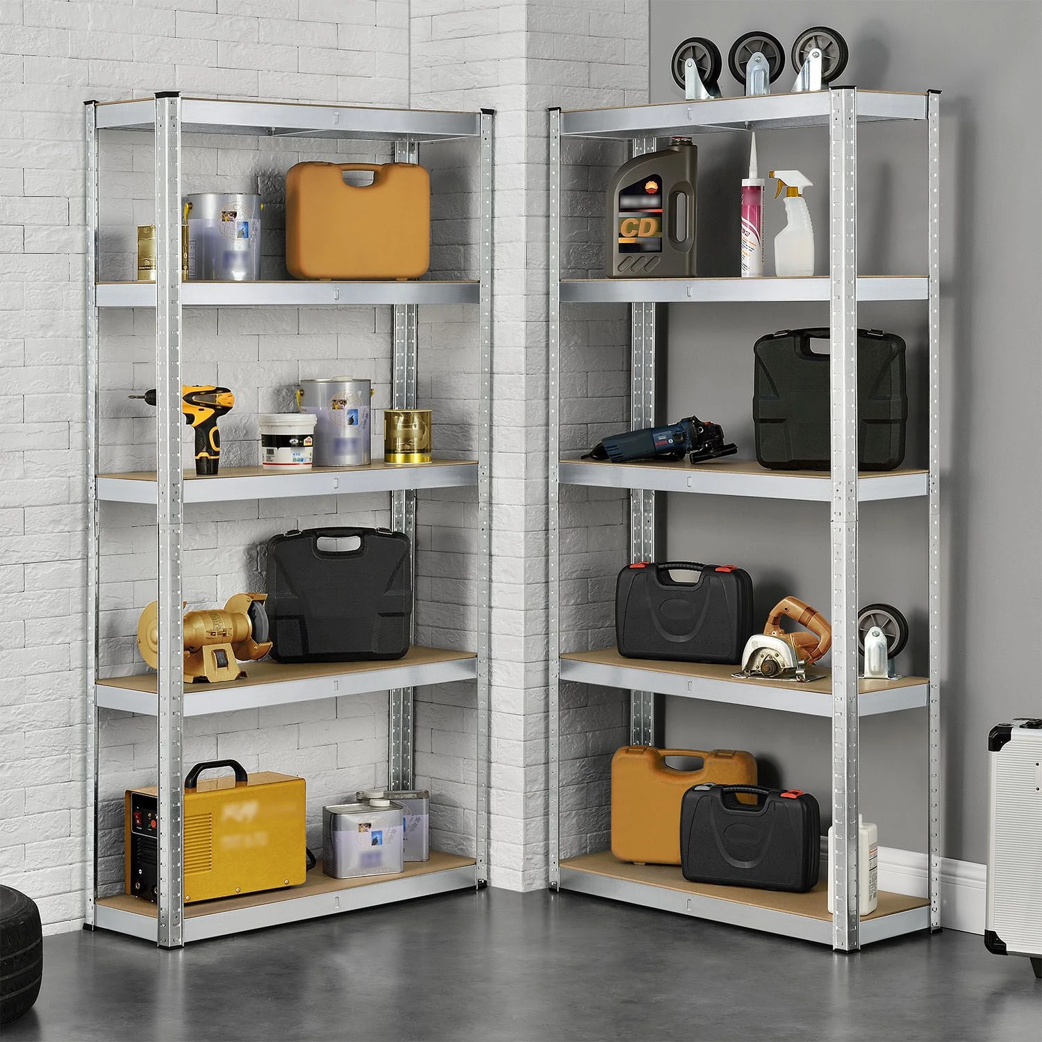 Juskys Lagerregal Basic 2er Set 180x90x40 Cm – Metall Schwerlastregal, 10 Böden, 1750 Kg, Verzinkt 2 Juskys Lagerregal Basic 2er Set 180x90x40 Cm – Metall Schwerlastregal, 10 Böden, 1750 Kg, Verzinkt – Bild 2