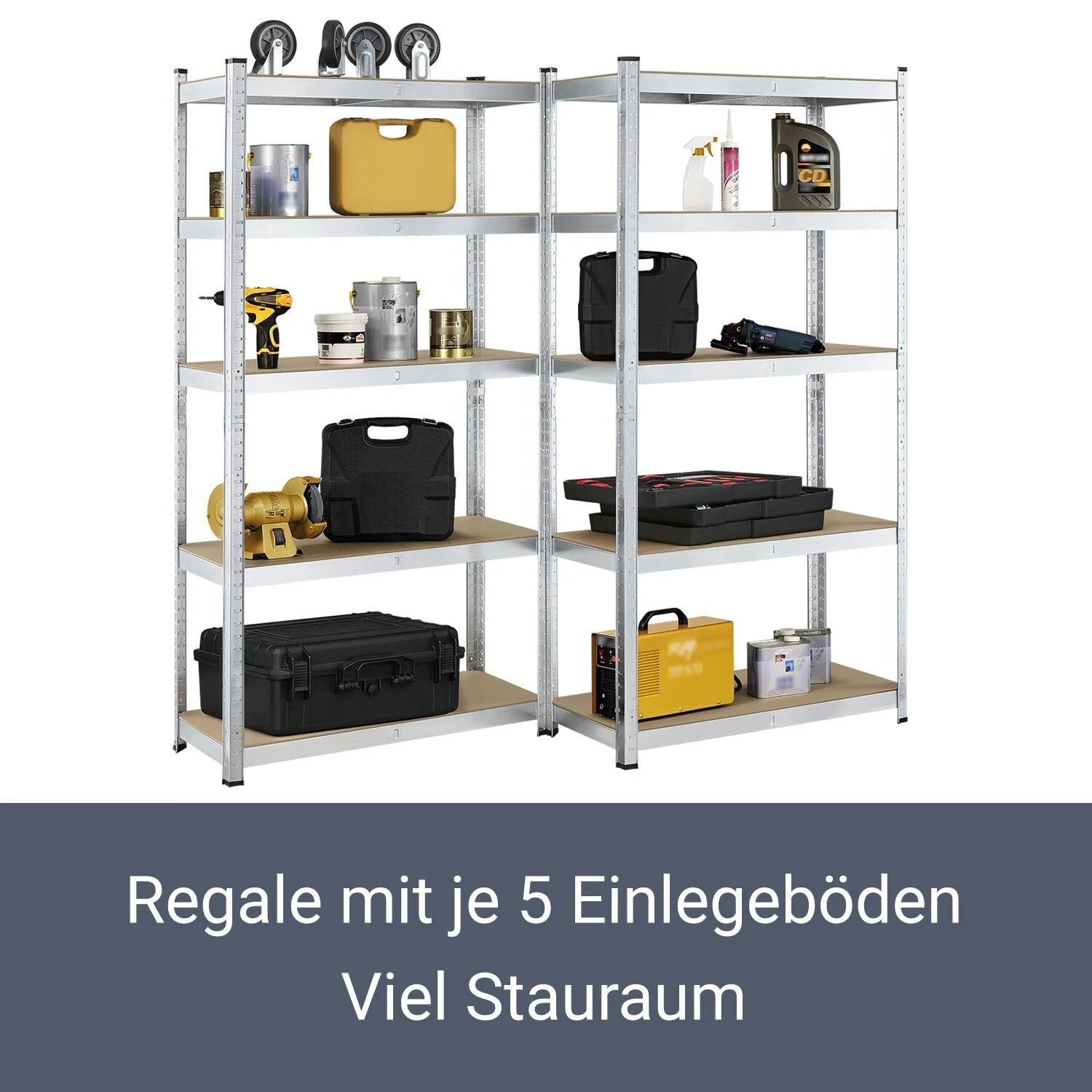 Juskys Lagerregal Basic 2er Set 180x90x40 Cm – Metall Schwerlastregal, 10 Böden, 1750 Kg, Verzinkt 3 Juskys Lagerregal Basic 2er Set 180x90x40 Cm – Metall Schwerlastregal, 10 Böden, 1750 Kg, Verzinkt – Bild 3