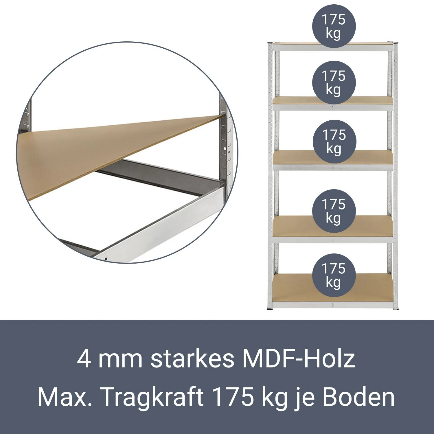 Juskys Lagerregal Basic 2er Set 180x90x40 Cm – Metall Schwerlastregal, 10 Böden, 1750 Kg, Verzinkt 4 Juskys Lagerregal Basic 2er Set 180x90x40 Cm – Metall Schwerlastregal, 10 Böden, 1750 Kg, Verzinkt – Bild 4