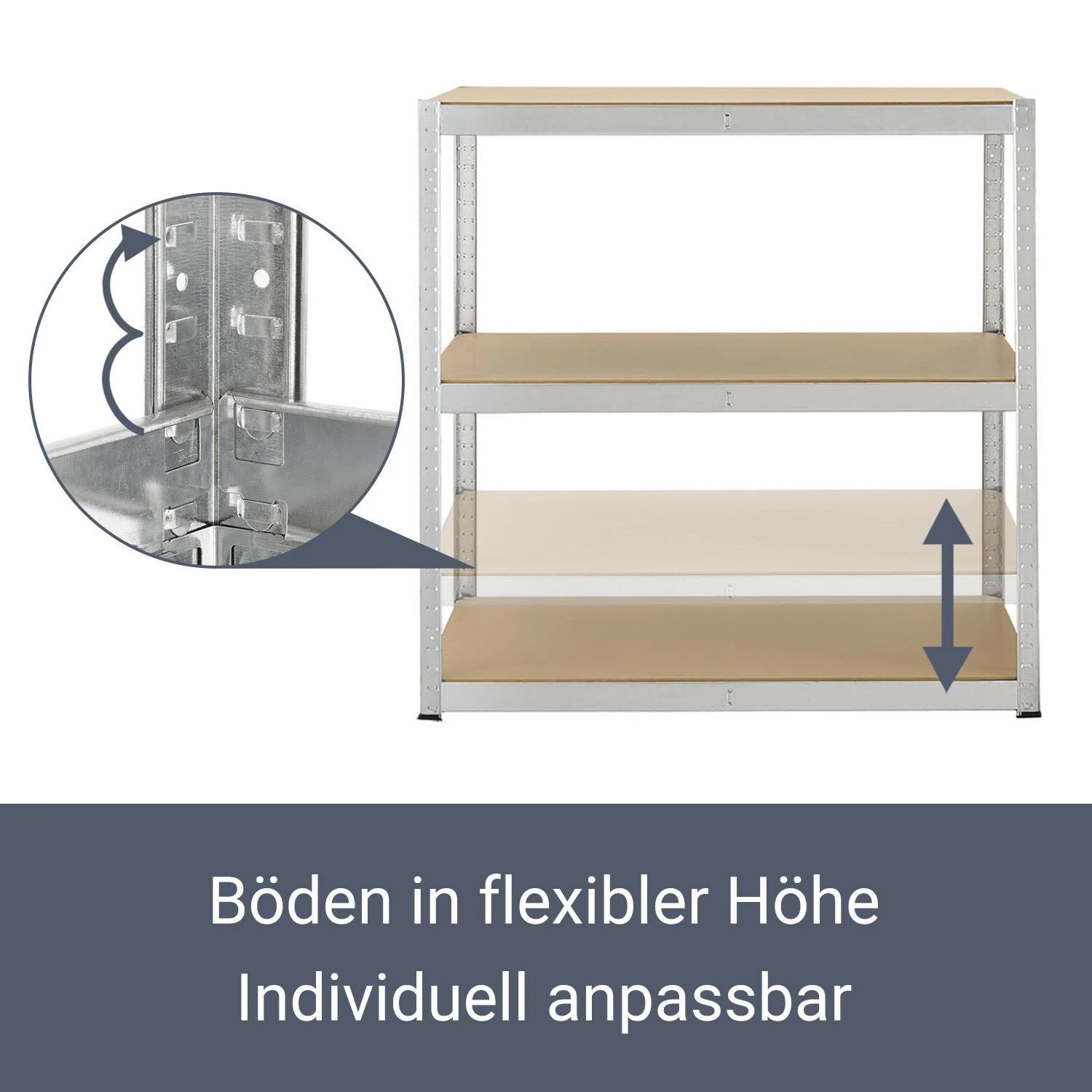 Juskys Lagerregal Basic 2er Set 180x90x40 Cm – Metall Schwerlastregal, 10 Böden, 1750 Kg, Verzinkt 5 Juskys Lagerregal Basic 2er Set 180x90x40 Cm – Metall Schwerlastregal, 10 Böden, 1750 Kg, Verzinkt – Bild 5