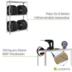 Juskys Metall Reifenregal Drive 8 Reifen Max. 600 Kg - Reifenständer 180 X 117 X 40 Cm -BRB-Lagertechnik Geschäft 8600348200 61844368 prod 004